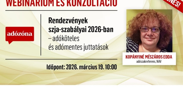 Rendezvények szja-szabályai 2026-ban – adóköteles és adómentes juttatások – webinárium