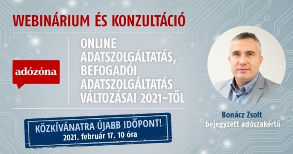 Ismét! Online adatszolgáltatás, befogadói adatszolgáltatás változásai 2021-től – webinárium
