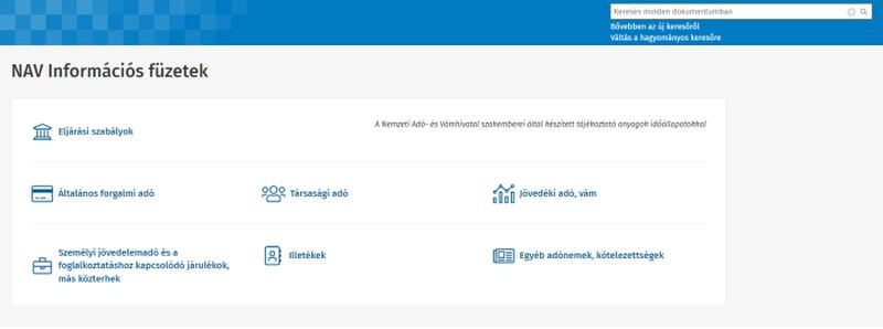 Frissültek a NAV Információs füzetek