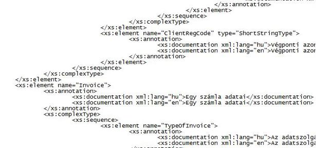Online számlaadatküldés: adattartalom