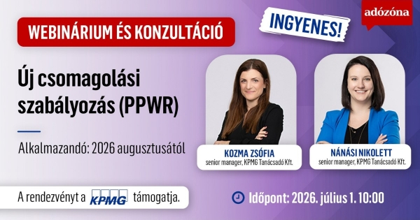 2026 augusztusától alkalmazandó az uniós csomagolási rendelet (PPWR), ami számos vállalkozást érint – felkészülés az új szabályokra – webinárium