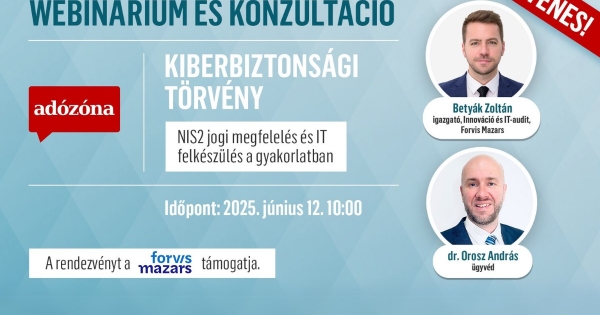 Kiberbiztonsági törvény – NIS2 jogi megfelelés és IT felkészülés a gyakorlatban – webinárium